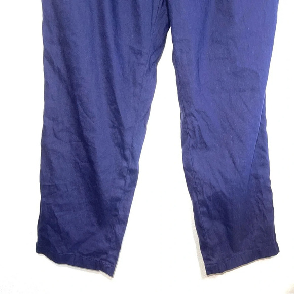 Leith Navy Blue Linen Blend High Rise Relaxed Fit Cropped Pants Large Women’s - Picture 6 of 14